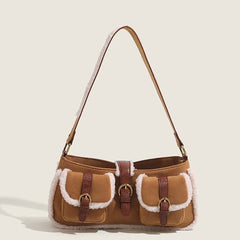 Retro versatile shoulder plush bag