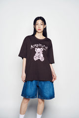 ADLV DRAWING BEAR SHORT SLEEVE T-SHIRT DARK BROWN
