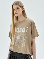 MARDI TSHIRT FLOWERMARDI CRACKED DESTROYED_LATTE BEIGE