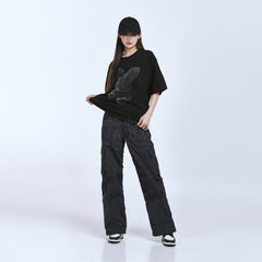 【IN STOCK】ADLV BLACK FUZZY RABBIT SHORT SLEEVE T-SHIRT BLACK