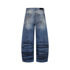 distressed wide-leg jeans