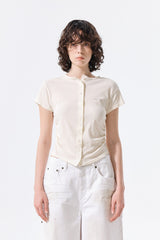MATIN KIM SIDE SHIRRING BUTTON TOP IN CREAM