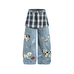 Retro patchwork puppy pants