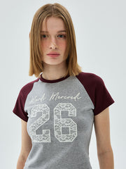 MARDI CROPPED TSHIRT RAGLAN NO.26 LACE_GREY BEIGE