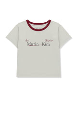 MATIN KIM TONAL RIB LOGO CROP TOP IN GREY