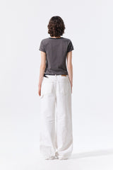 MATIN KIM TONAL RIB LOGO CROP TOP IN CHARCOAL