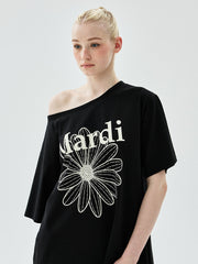 MARDI OVERSIZED TSHIRT OFF SHOULDER FLOWERMARDI_BLACK IVORY