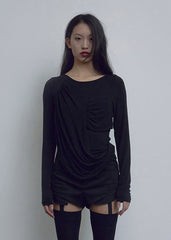 BOHEMSEO SOFT DRAPING T, BLACK