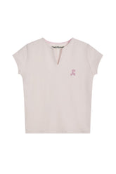 SLIT NECK T-SHIRT - PINK