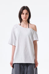MATIN KIM ASYMMETRIC OFF SHOULDER TOP IN LIGHT GREY
