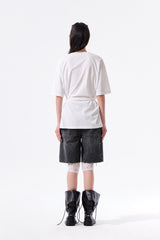 MATIN KIM TIE DETAIL DRAPED LOGO TOP IN WHITE