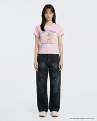 ADLV WOMAN HEART PEARL SHORT SLEEVE T-SHIRT LIGHT PINK