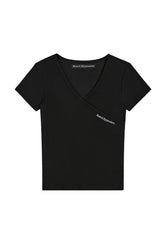 WRAP HALF SLEEVE TOP - BLACK