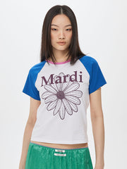 MARDI SLIM TSHIRT RAGLAN FLOWERMARDI_WHITE PLUM