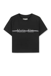 MATIN KIM CUTTED LOGO CROP TOP IN BLACK