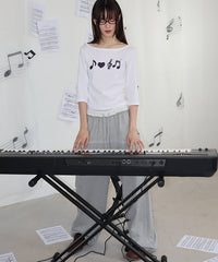 RONRON EART MUSIC NOTE SLIM FIT QUARTER SLEEVE WHITE