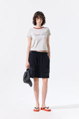 MATIN KIM TONAL RIB LOGO CROP TOP IN GREY
