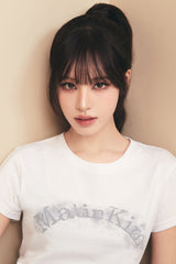 MATIN KIM ARCH LOGO CROP TOP IN WHITE