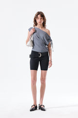 MATIN KIM DRAPED ASYMMETRIC SLEEVELESS TOP IN SMOKE BLUE