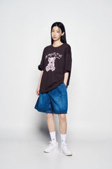 ADLV DRAWING BEAR SHORT SLEEVE T-SHIRT DARK BROWN