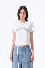 MATIN KIM ARCH LOGO CROP TOP IN WHITE