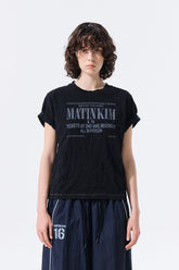 MATIN KIM LETTERING GRAFFITI CREASE TOP IN BLACK