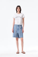 MATIN KIM ARCH LOGO CROP TOP IN WHITE