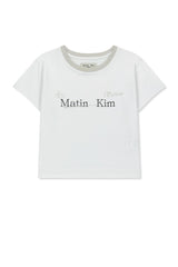 MATIN KIM TONAL RIB LOGO CROP TOP IN WHITE
