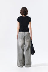 MATIN KIM ARCH LOGO CROP TOP IN BLACK