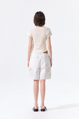 MATIN KIM SIDE SHIRRING BUTTON TOP IN CREAM