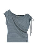 MATIN KIM DRAPED ASYMMETRIC SLEEVELESS TOP IN SMOKE BLUE