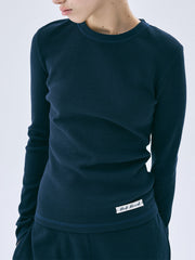 MARDI WAFFLE TSHIRT LONG SLEEVE ESSENTIAL_NAVY