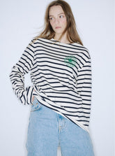 【IN STOCK】MARDI TSHIRT LONG SLEEVE STRIPE_IVORY GREEN