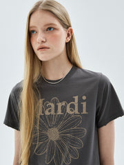 MARDI SLIM TSHIRT FLOWERMARDI CRACKED DESTROYED_CHARCOAL TAUPE