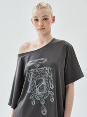 MARDI OVERSIZED TSHIRT OFF SHOULDER BIJOU_CHARCOAL GREY