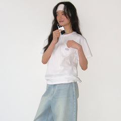 RONRON HEART POCKET OVER FIT SHORT SLEEVE T SHIRT WHITE