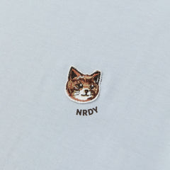 NERDY Handsome Cat Wappen Short Sleeve T-Shirt Soft Blue