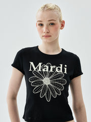 MARDI SLIM FIT TOP EYELET FLOWERMARDI_BLACK IVORY