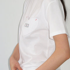 RONRON HEART POCKET OVER FIT SHORT SLEEVE T SHIRT WHITE