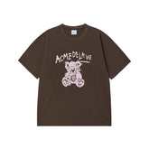 ADLV DRAWING BEAR SHORT SLEEVE T-SHIRT DARK BROWN