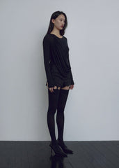 BOHEMSEO SOFT DRAPING T, BLACK