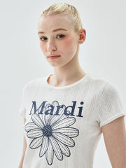 MARDI SLIM FIT TOP EYELET FLOWERMARDI_IVORY NAVY