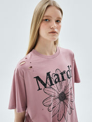 MARDI TSHIRT FLOWERMARDI CRACKED DESTROYED_VINTAGEPINK