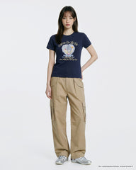 ADLV WOMAN HEART PEARL SHORT SLEEVE T-SHIRT NAVY