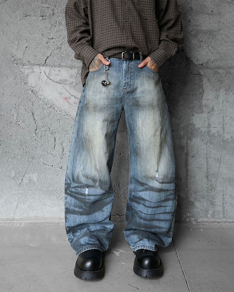 distressed wide-leg jeans