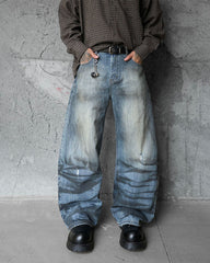 distressed wide-leg jeans