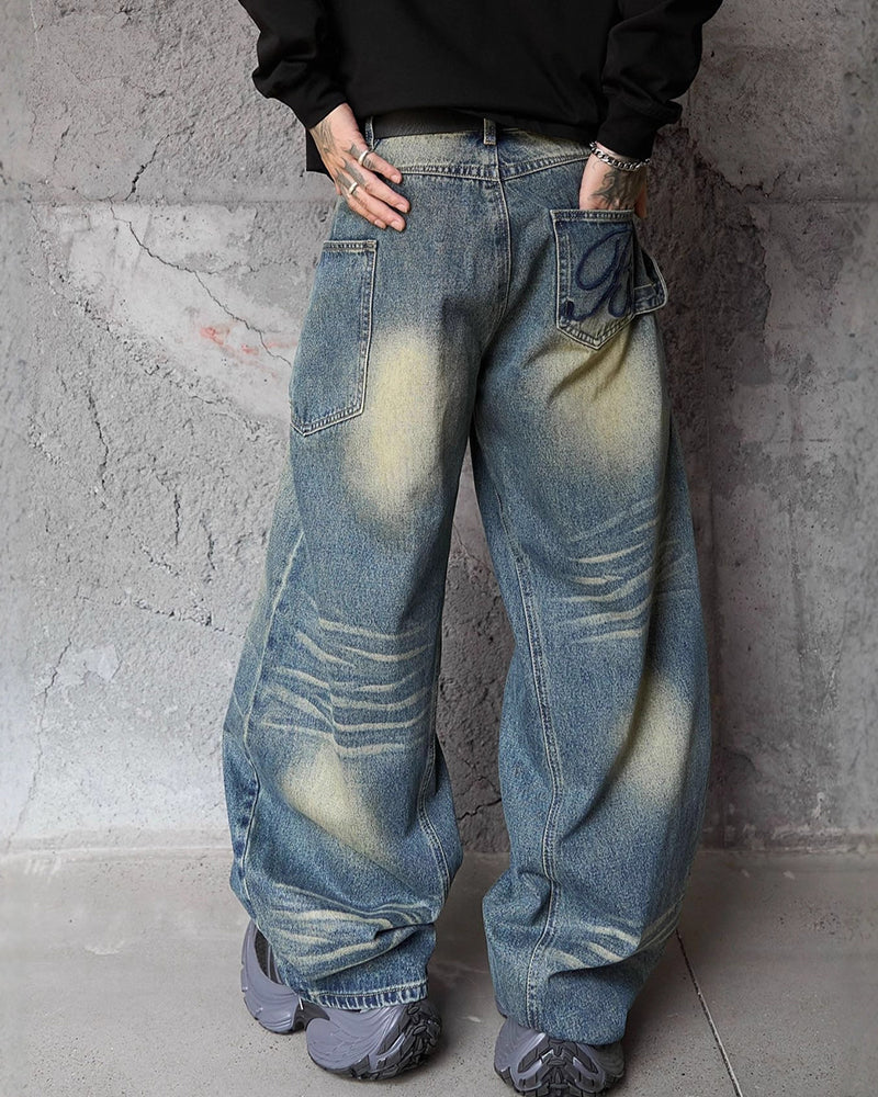 Washed wide-leg jeans