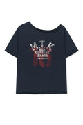 MATIN KIM MTK 16 GRAFFITI LOGO ASYMMETRIC TOP IN NAVY