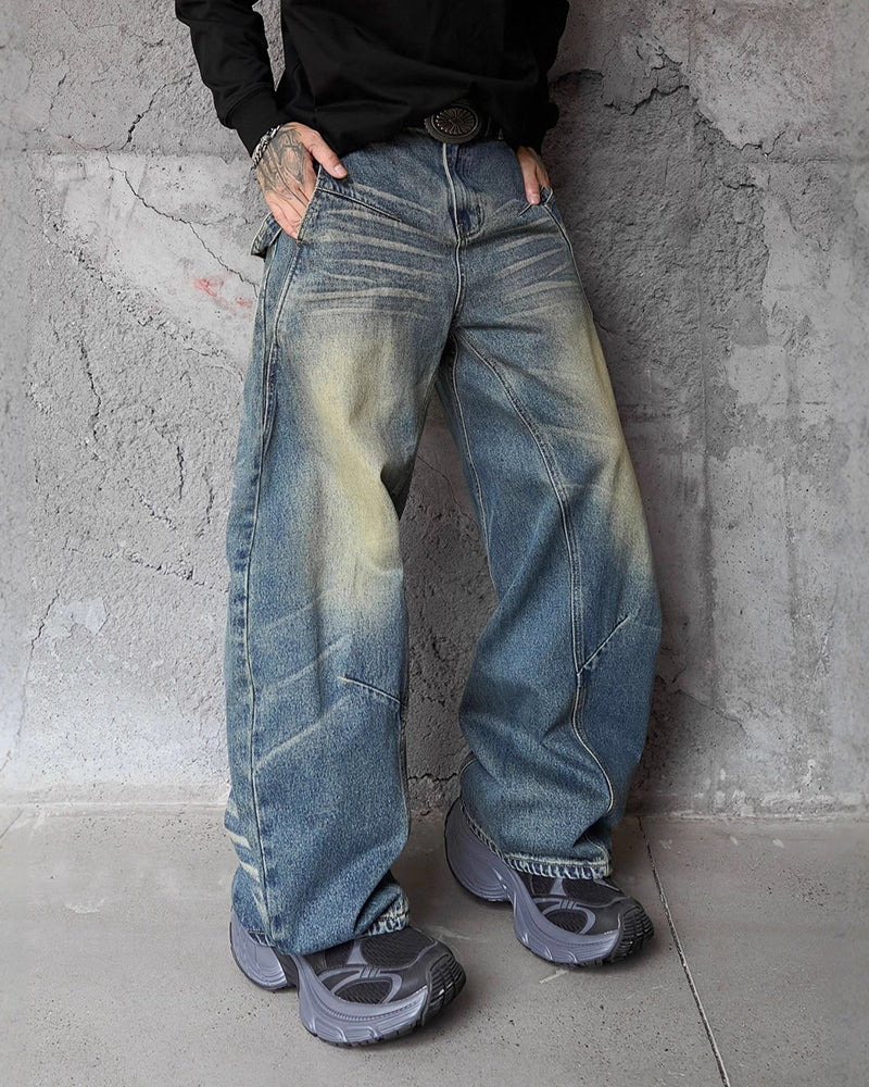Washed wide-leg jeans