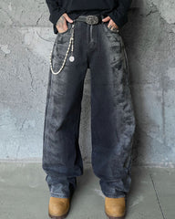 Washed straight jeans